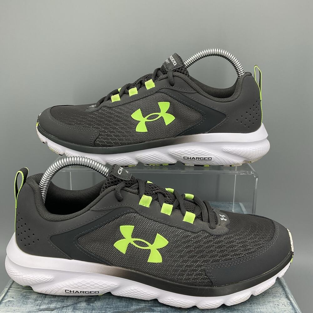 Under Armour Charged Men's 9 Gray & Neon Green Athletic Shoes